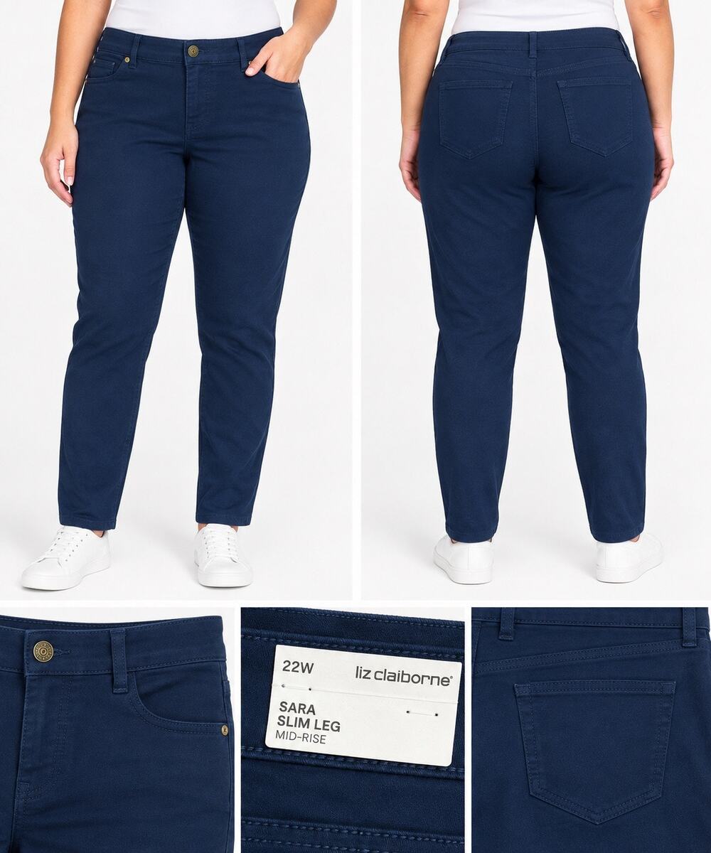 Liz Claiborne Sara Slim Leg Mid-Rise Pants – Size 22W